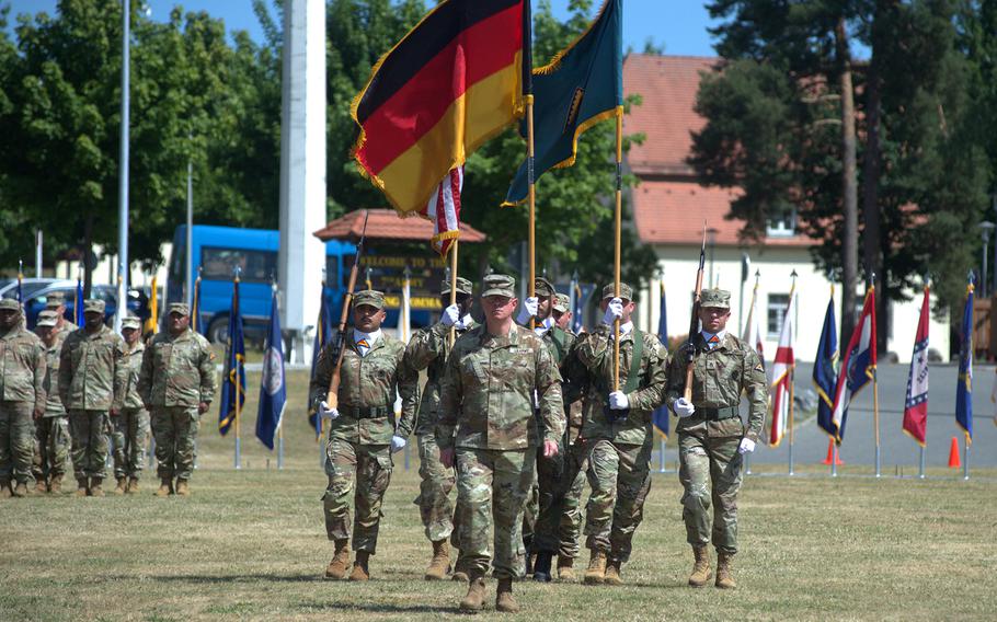 The color guard on the parade ground.