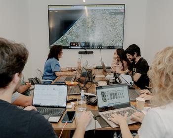 A “war room” of Israeli volunteers working to find information online about the locations of hostages taken by Hamas, in Tel Aviv on Oct. 17, 2023.