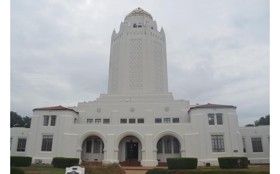 An Article 32 preliminary hearing for charges against Air Force Maj. Gen. Phillip Stewart was held Tuesday, Oct. 24, 2023, in Building 100, which is known as the Taj Mahal, at Joint Base San Antonio-Randolph Air Force Base in Texas. Stewart is charged with sexual assault, among other charges. 