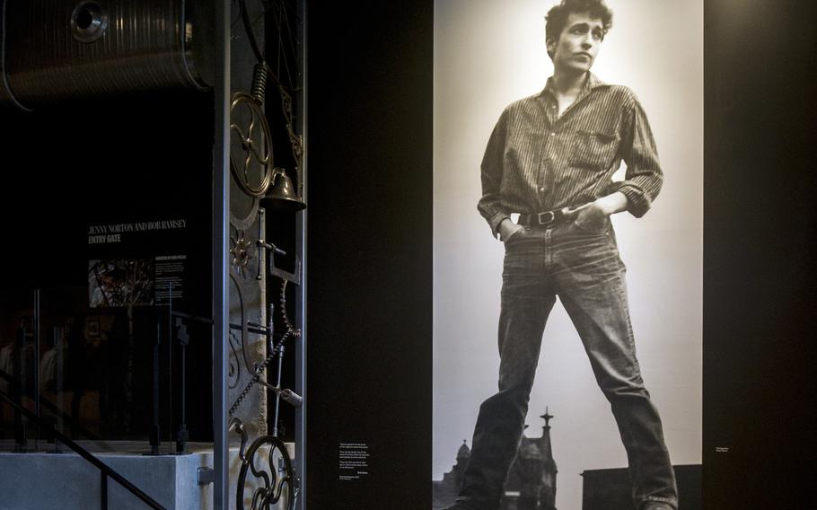 The 16-foot iron gate welded by Dylan at the entrance of the Bob Dylan Center in Tulsa. 