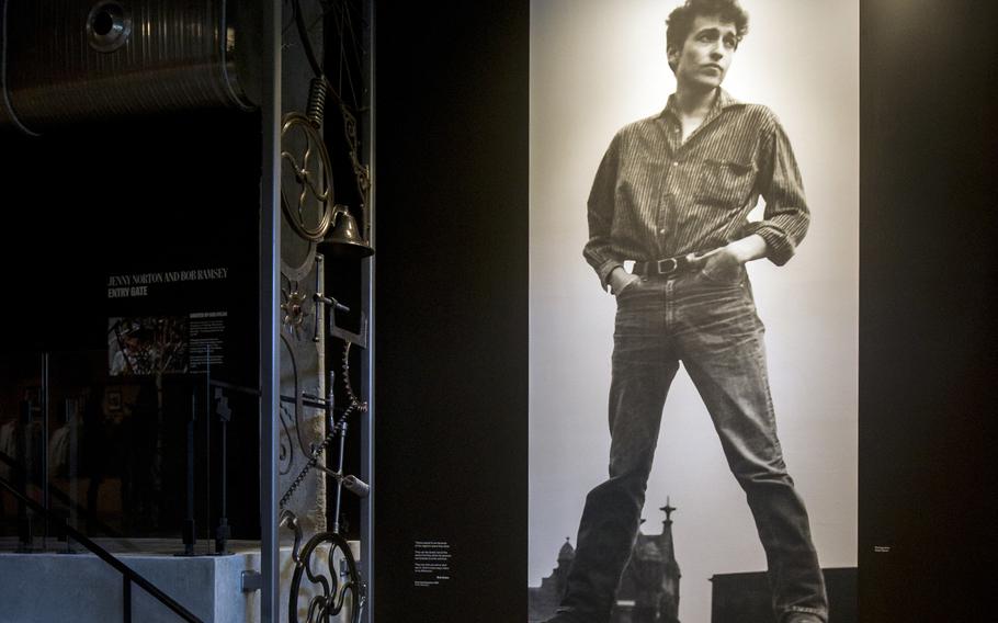 The 16-foot iron gate welded by Dylan at the entrance of the Bob Dylan Center in Tulsa. 