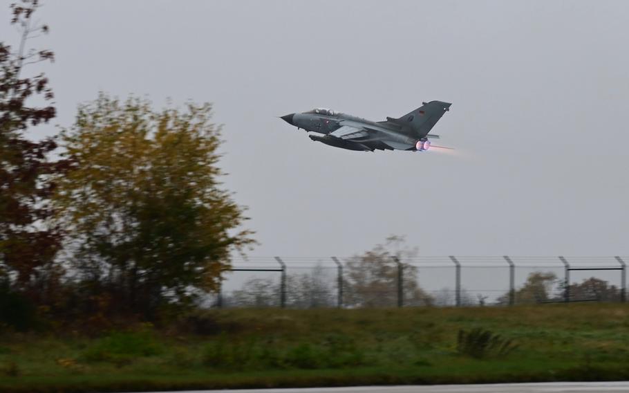 A German air force Tornado fighter jet takes off from Buechel Air Base, Germany, in November 2021. Germany plans to retire its Tornado fleet and replace it with F-35As to be based at Buechel.