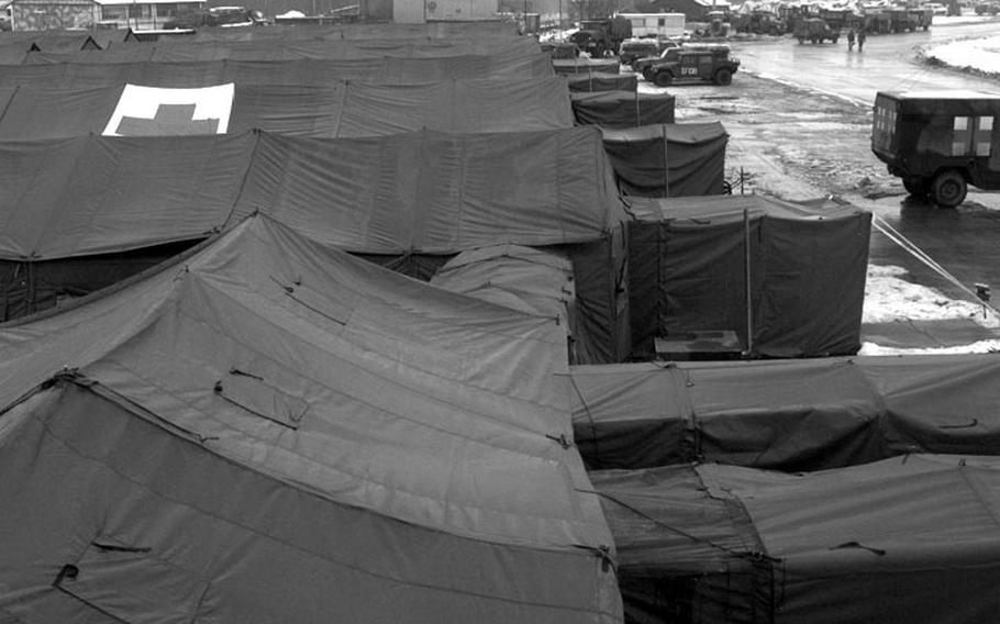 Taszar AB, Hungary, January, 1996: The Army field hospital at Taszar has just about everything a regular hospital would have except the concrete structure.