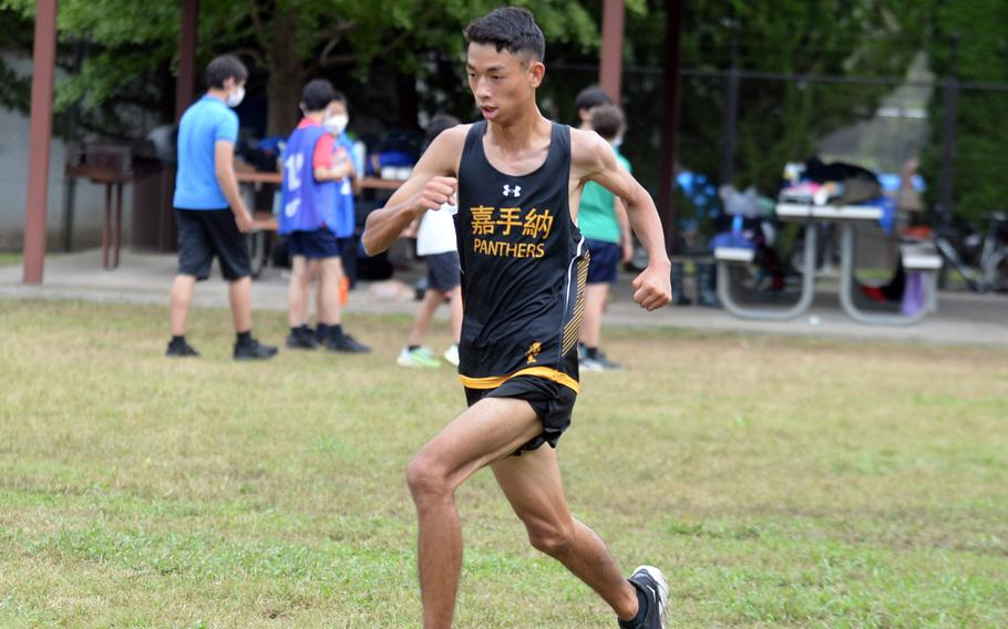 Kadena senior Joseph Dluzeski took second in the Far East virtual boys Division I race and helped the Panthers win the boys team title.