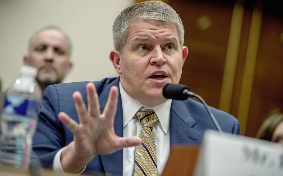 David Chipman, a former federal agent and adviser at the gun control group Giffords, speaks during a hearing on Capitol Hill in Washington on Sept. 25, 2019. The White House will withdraw Chipman's nomination to lead the Bureau of Alcohol, Tobacco, Firearms and Explosives after he ran into bipartisan opposition in the Senate, a person familiar with the decision said Thursday, Sept. 9, 2021.