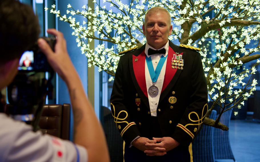 Maj. Robert Bourgeau was awarded the Soldier’s Medal on Friday, June 9, 2023, during the 248th Army Birthday Ball at Kadena Air Base, Okinawa.