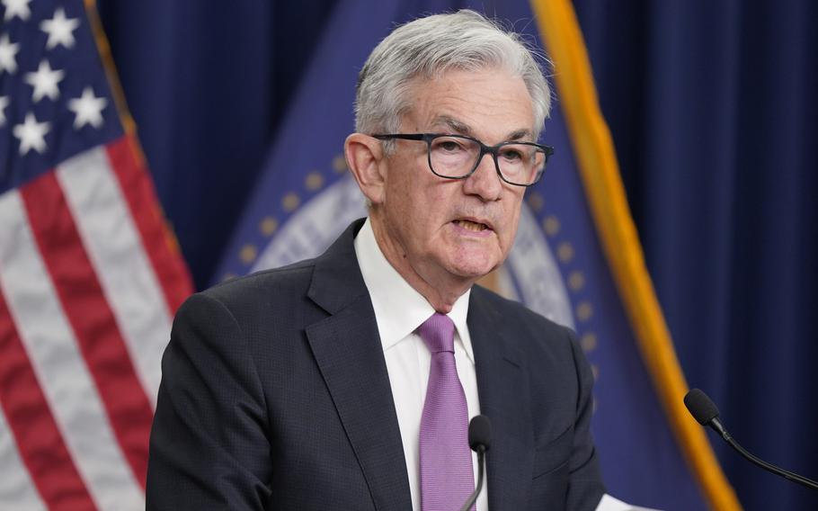 Federal Reserve Chairman Jerome Powell speaks during a news conference at the Federal Reserve Board building in Washington, Wednesday, July 27, 2022.