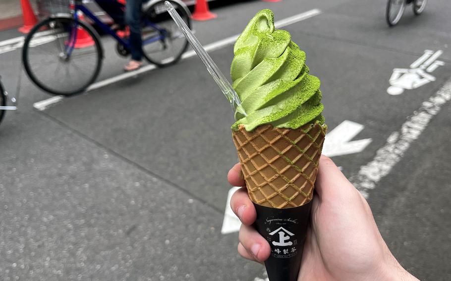 Nagamine Seicha in Tokyo gained notoriety after customers posted social media videos of themselves consuming soft-serve ice cream coated in matcha powder. 