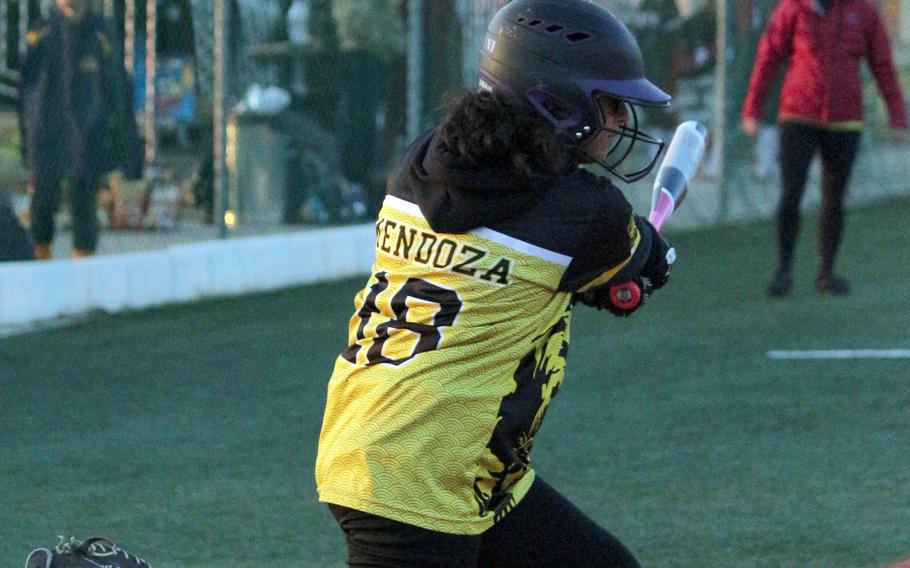 Kadena's Ariani Mendoza batted 4-for-4 against Kubasaki with four RBIs and a double.