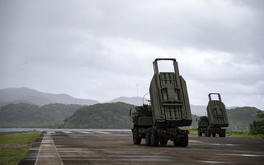 U.S. Marines deploy High Mobility Artillery Rocket Systems during Balikatan 22 in northern Luzon, Philippines, April 4, 2022. In Balikatan 24, which begins next week, the Philippines and the U.S. will for the first time conduct joint naval drills beyond the 12 nautical miles of the Philippines’ territorial waters, in parts of open sea claimed by China. More than 16,000 soldiers from the two militaries will operate out of a joint command center to perform four major activities with a focus on countering maritime and air attacks.
