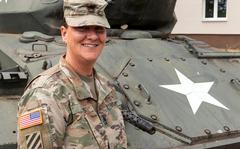 Army Sgt. 1st Class Michelle Paris at Sembach Kaserne, Germany, May 26, 2022. A trained combat medic, Paris was able to provide four accident victims with emergency help. 