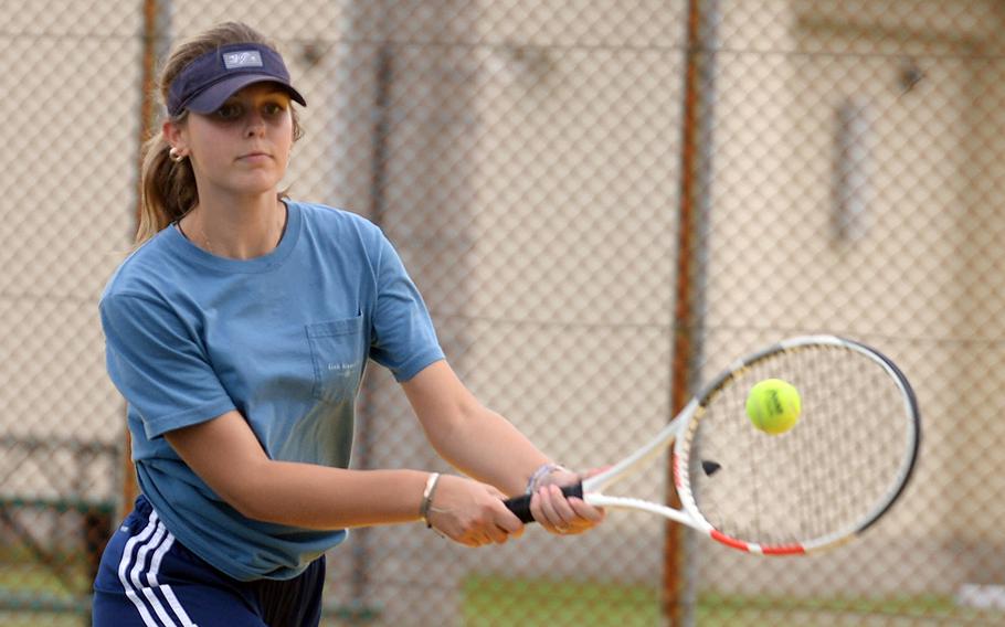 Senior Karen Lozier transfers to Edgren from Maryland to bolster the Eagles' girls tennis lineup.