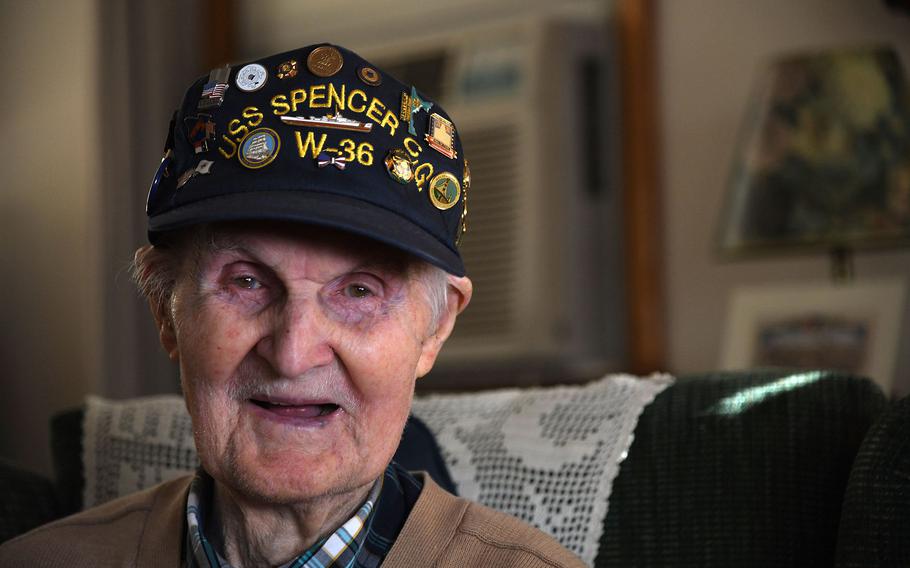 George Ellers, 101, of Catonsville, Md., shown here Dec, 1, 2021, served on the Coast Guard’s USS Spencer, which sank a German U-Boat during World War II. December 1, 2021. 