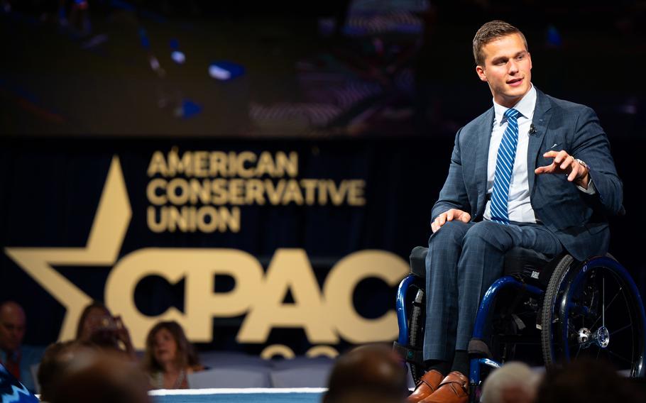 Rep. Madison Cawthorn, R-N.C., speaks during the Conservative Political Action Conference held at the Hilton Anatole on July 9, 2021, in Dallas. 