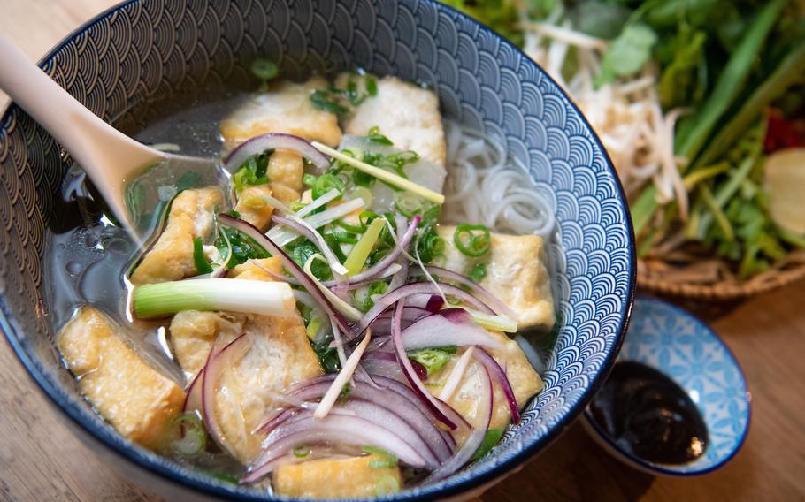 The tofu pho at Kirschbluete in Kaiserslautern makes a fine meal on a cold day. Chicken and beef options are also offered.