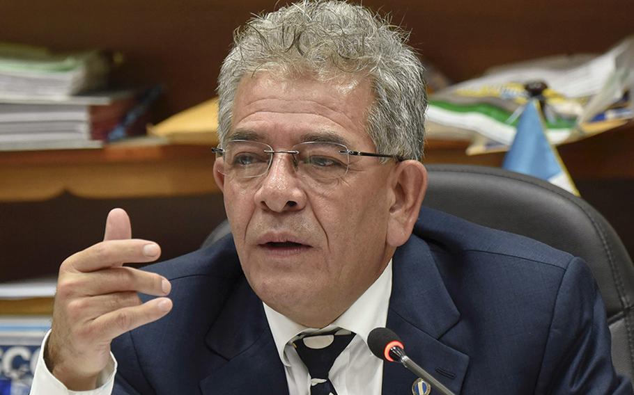 Guatemalan Judge Miguel Angel Galvez speaks during a court hearing in Guatemala City on Oct. 27, 2017. 