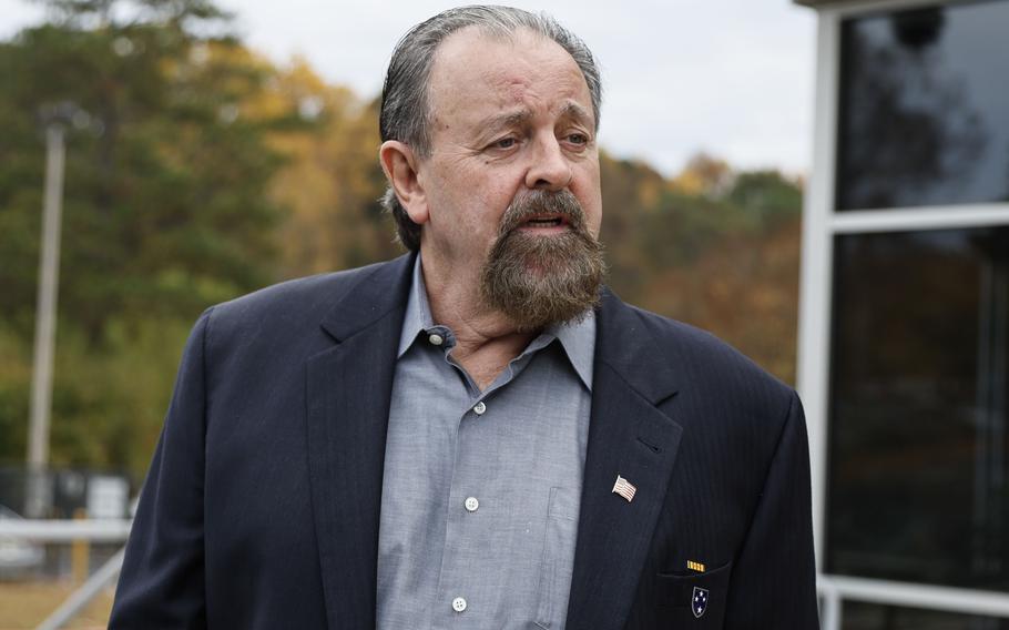 U.S. veteran Dan Hydrick stands outside of Cobb County Detention Center on Nov. 2, 2022. 