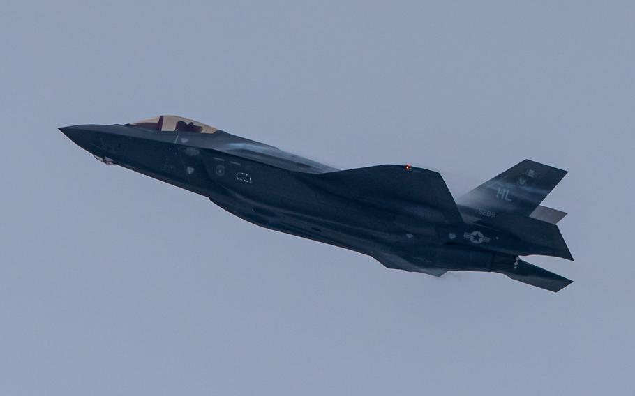 An F-35A Lightning II tears through the sky over Hill Air Force Base during a demonstration practice Jan. 21, 2020, at Hill AFB, Utah. The F-35 Demo Team is scheduled to perform at the the 2022 Legacy of Liberty Air Show and Open House event, May 7-8.