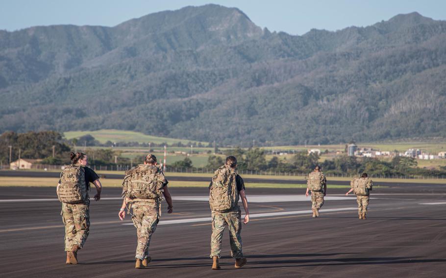 Soldiers from the 25th Combat Aviation Brigade, 25th Infantry Division conducted a ruck march on Wheeler Army Airfield, Hawaii as part of 2021 People First week. The brigade is leading the charge as aviation becomes more critical to Army operations in the Pacific.