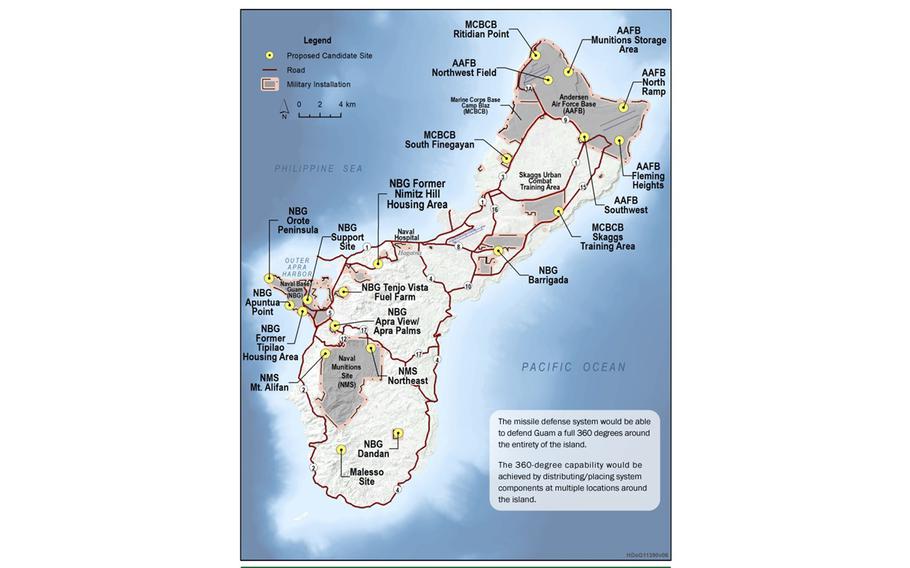 Environmental assessments for as many as 20 sites for the Enhanced Integrated Air and Missile Defense System are underway across Guam. 