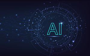 A space-age photo with the letters AI.