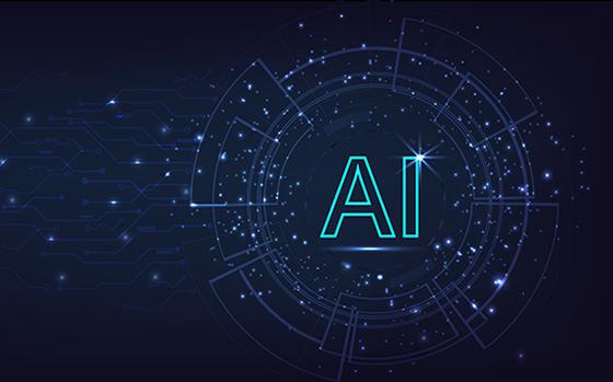 A space-age photo with the letters AI.