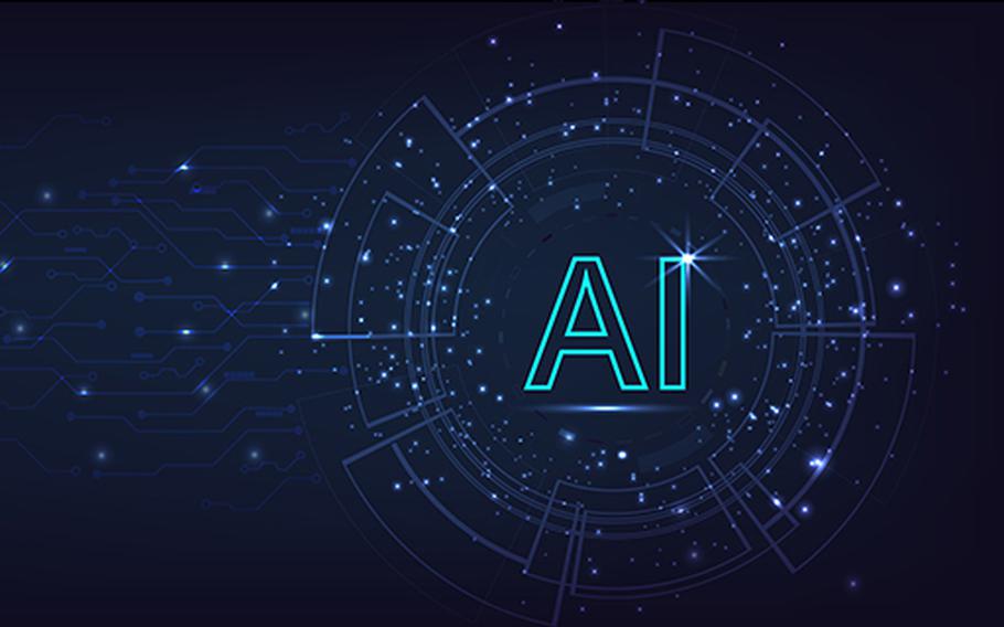 A space-age photo with the letters AI.