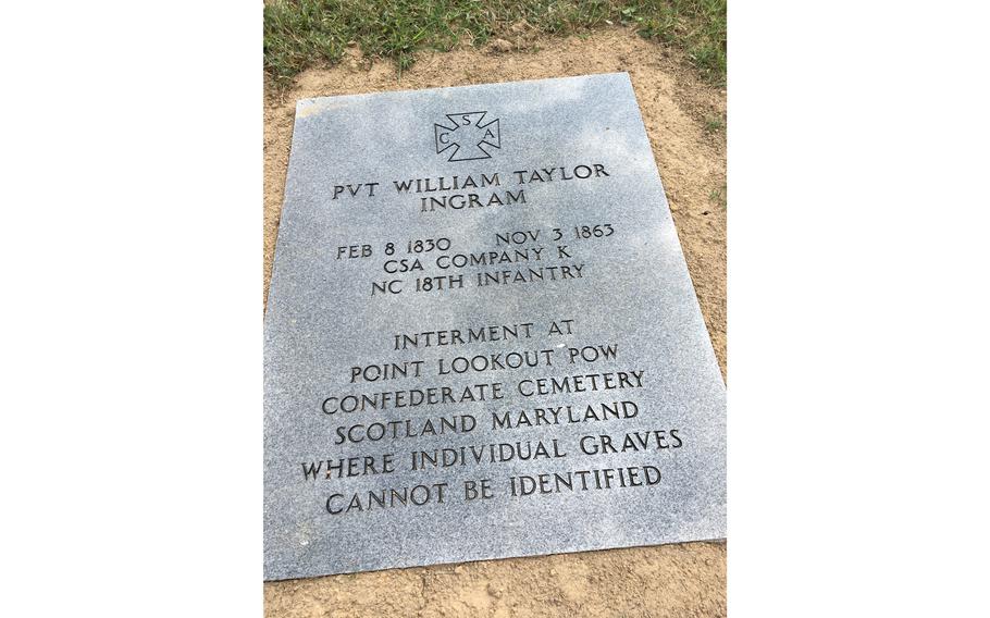 The marker honoring William Ingram in Gastonia's Hollywood Cemetery.