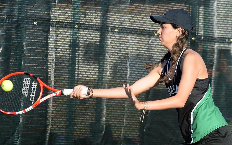 Kubasaki's Lan Legros beat Kadena's Brooke Brewer 6-1 in the Okinawa district girls singles final.