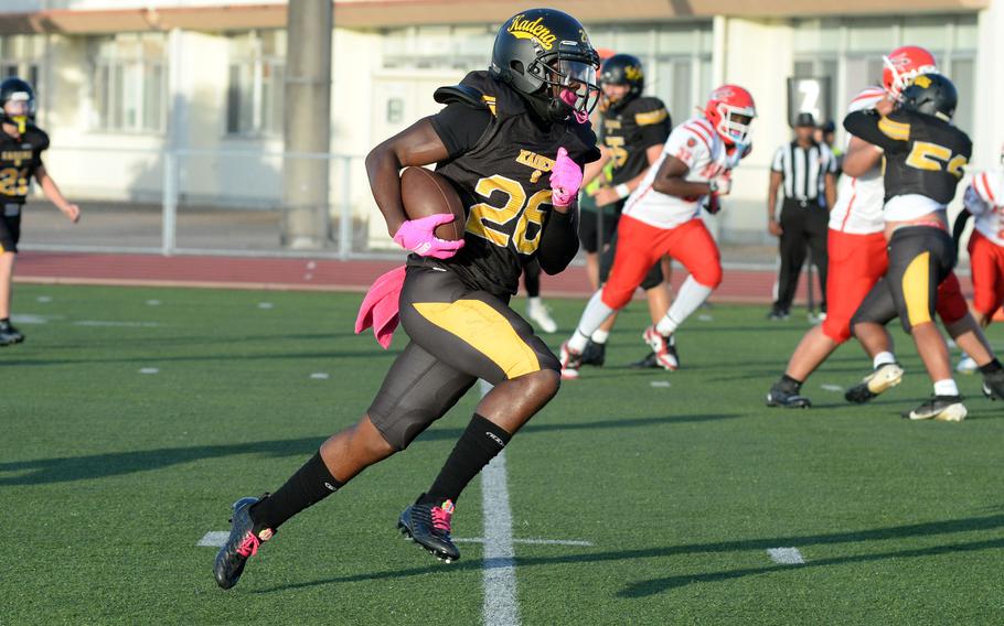 A.J. Webster scores a touchdown.