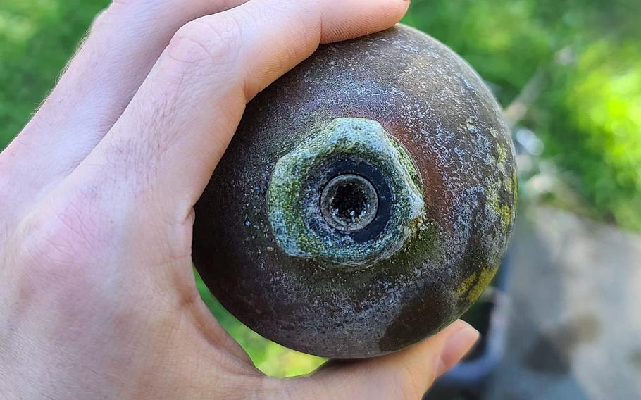 This object recovered recently by a snorkeling U.S. airman in northeast Japan turned out to be a World War II-era Japanese grenade.