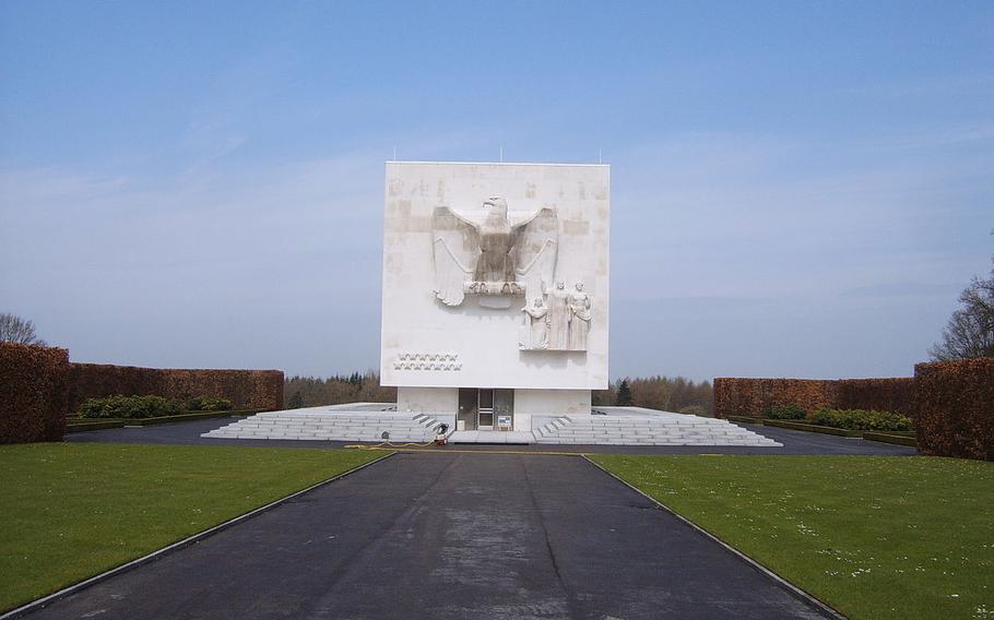 The American Eagle memorial at the Ardennes American Cemetery in Neupré, Belgium. Dedicated in 1960, the cemetery contains 5,329 American war dead and covers 91 acres.