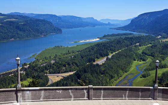 Columbia River Gorge from Vista House, Crown Point, near Corbett, Ore. 