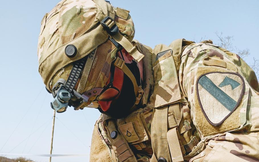 U.S. Army soldier Jaggert Oakes, then a private first class, trains in Hohenfels, Germany, Feb. 27, 2021.