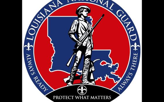 The Louisiana National Guard logo is shown in this photo illustration.