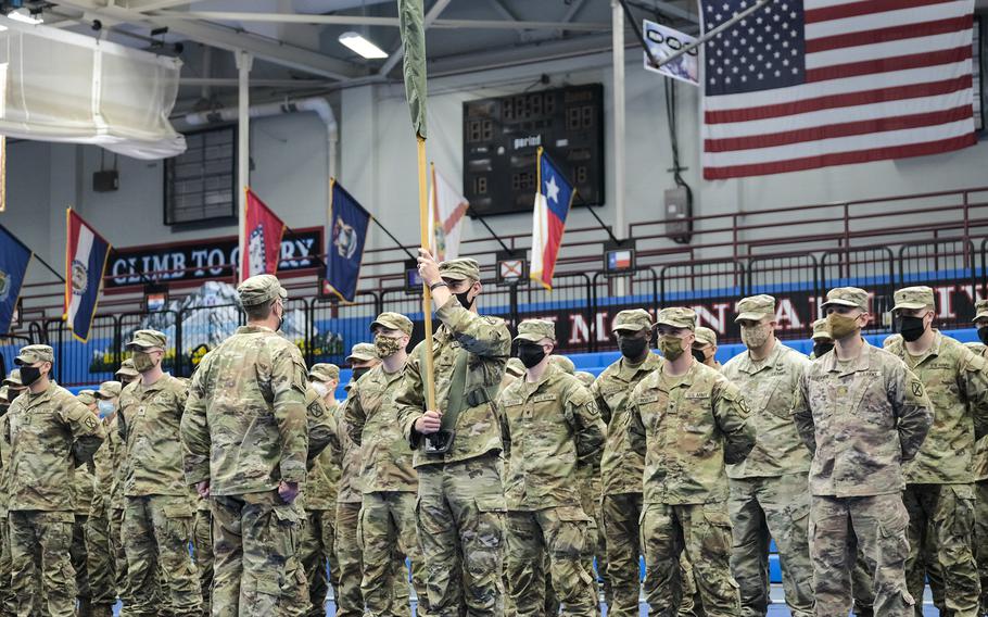 Family members and friends welcomed home from Afghanistan about 140 soldiers with the 4th Battalion, 31st Infantry Regiment, 2nd Brigade Combat Team, during the ceremony in the McGrath Sports Complex in Fort Drum, N.Y., Monday, Sept. 6, 2021.