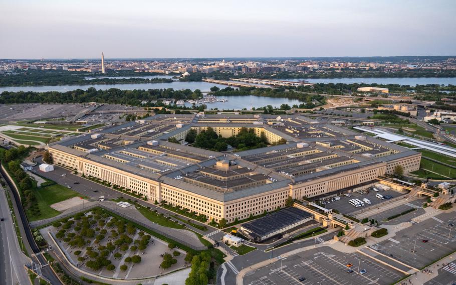 An aerial view of the Pentagon in May 15, 2023. The Defense Department did not need approval from Congress to implement reproductive health care rules earlier this year, according to a legal review by the Government Accountability Office published Sept. 26, 2023.