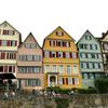 Houses line the north bank of the Neckar River in Tübingen, Germany.