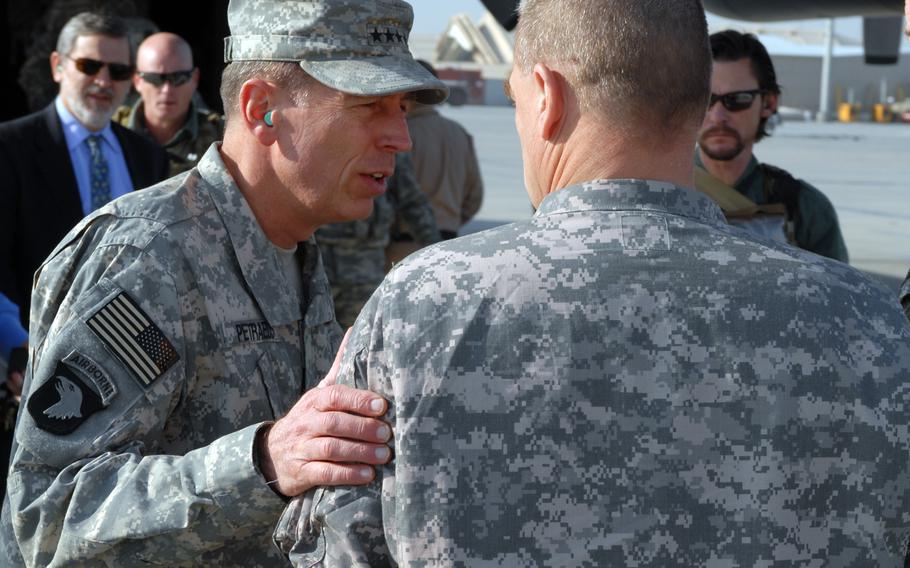 The top commander for Iraq and Afghanistan, Gen. David Petraeus visits Bagram Air Field, Afghanistan.