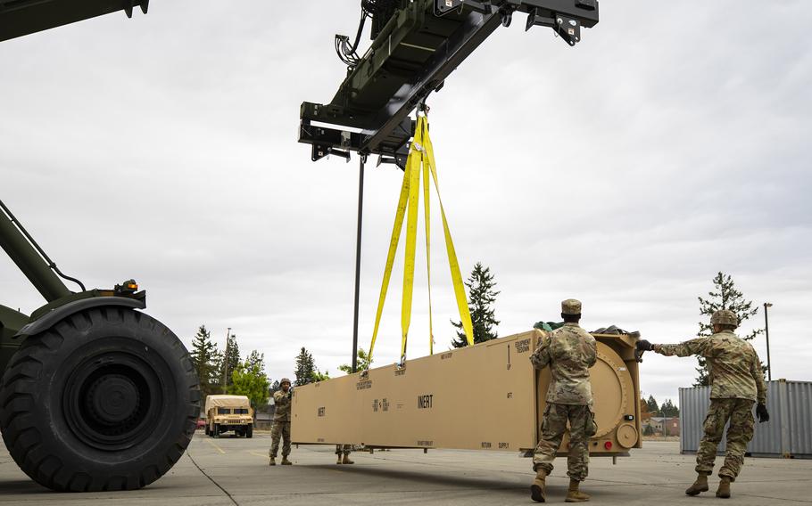 The first prototype hypersonic hardware is delivered to soldiers of 5th Battalion, 3rd Field Artillery Regiment, 17th Field Artillery Brigade at Joint Base Lewis-McChord, Wash. Officials have underscored the adverse effects a potential full-year continuing resolution could have on hypersonic missile development.