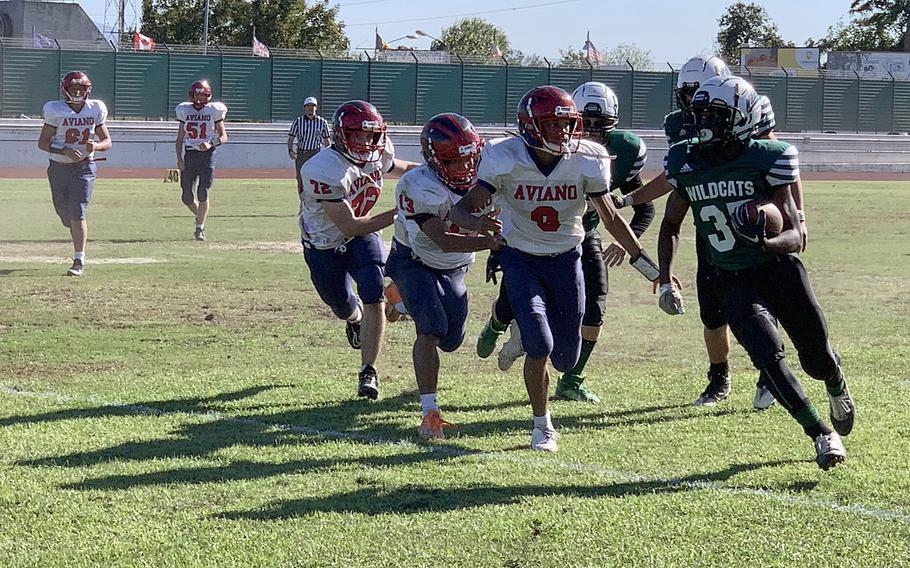 Naples' Gary Oliver scored two touchdowns Saturday against Aviano. Naples went on to win the DODEA European Division II title, 47-6.