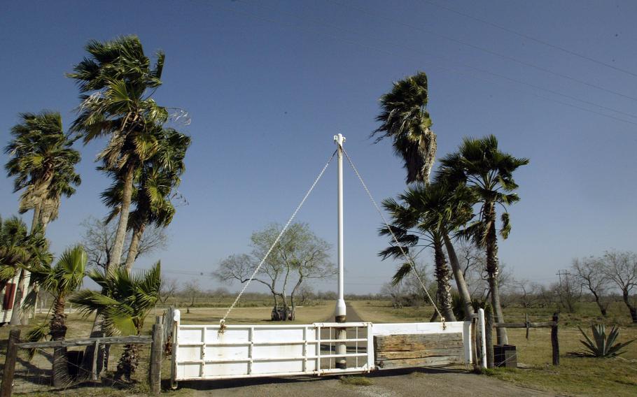 The main gate to the Armstrong Ranch is seen in 2006 in Armstrong, Texas. Then-U.S. Vice President Dick Cheney accidentally shot 78-year-old lawyer Harry Whittington while on a hunting trip at the ranch.