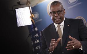 Defense Secretary Lloyd Austin speaks during a news conference at the Pentagon on May 25, 2023, in Arlington, Virginia. (Win McNamee/Getty Images/TNS)