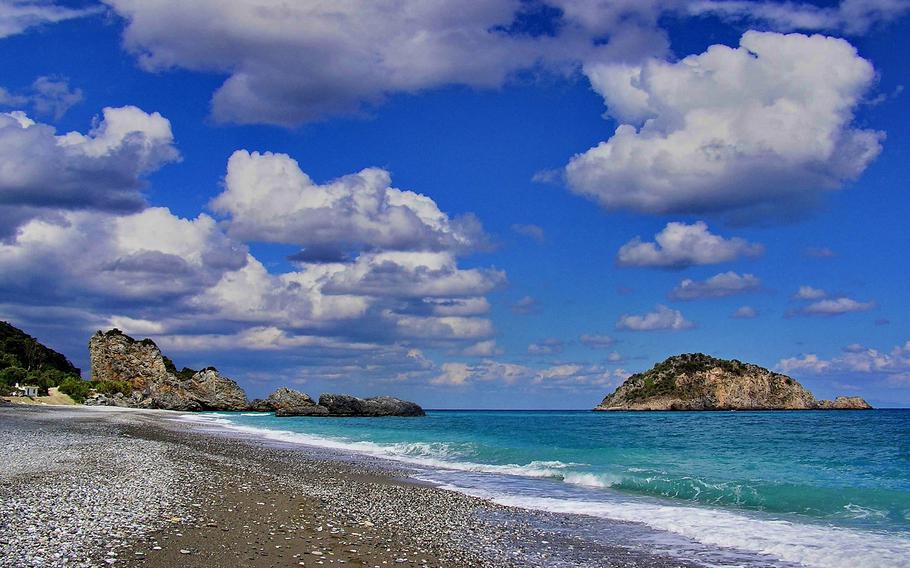 Chiliadou Beach, in Greece, features prominently in the black comedy film “Triangle of Sadness.”