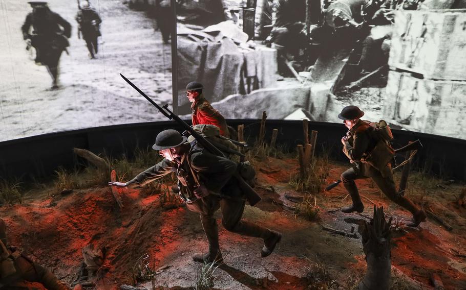 A World War I exhibit in the Nation Overseas Gallery at the National Museum of the United States Army on its reopening day, June 14, 2021.