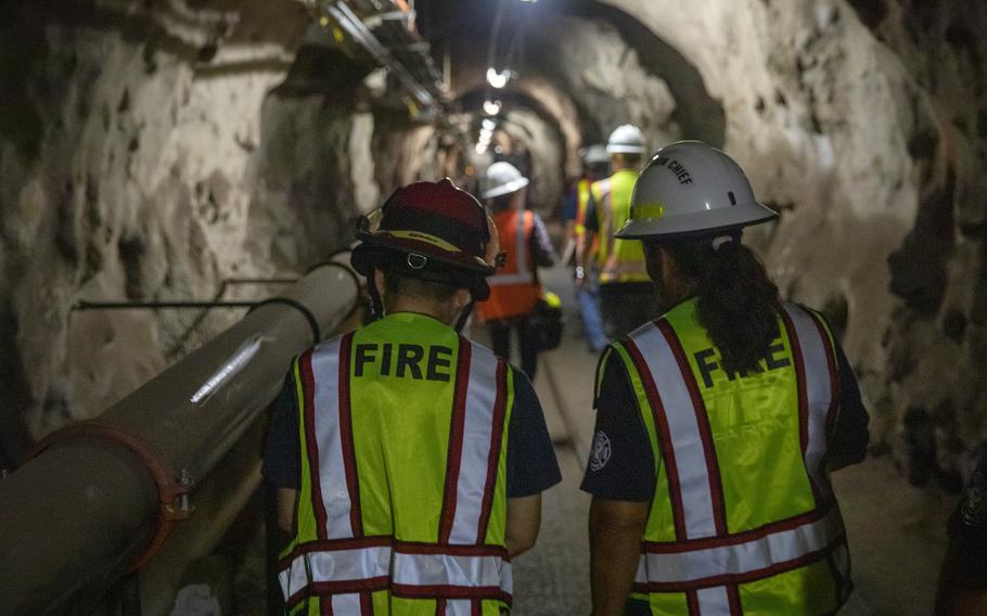 Safety stakeholder representatives and first responders conduct a safety walk-through at the Red Hill Bulk Fuel Storage Facility in Halawa, Hawaii, Oct. 12, 2022. 