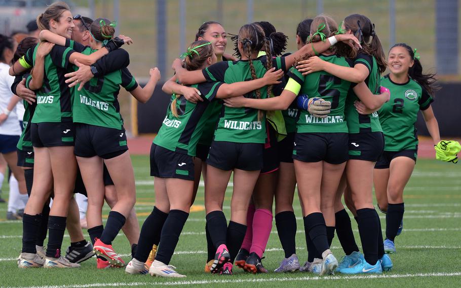 The Naples Wildcats are the Division II girls champions after defeating Black Forest Academy 3-0 at the DODEA-Europe soccer finals in Ramstein, Germany, May 22, 2025.