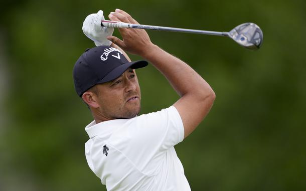 Xander Schauffele watches his tee shot on the fourth hole during the third round of the PGA Championship golf tournament at the Valhalla Golf Club, Saturday, May 18, 2024, in Louisville, Ky.
