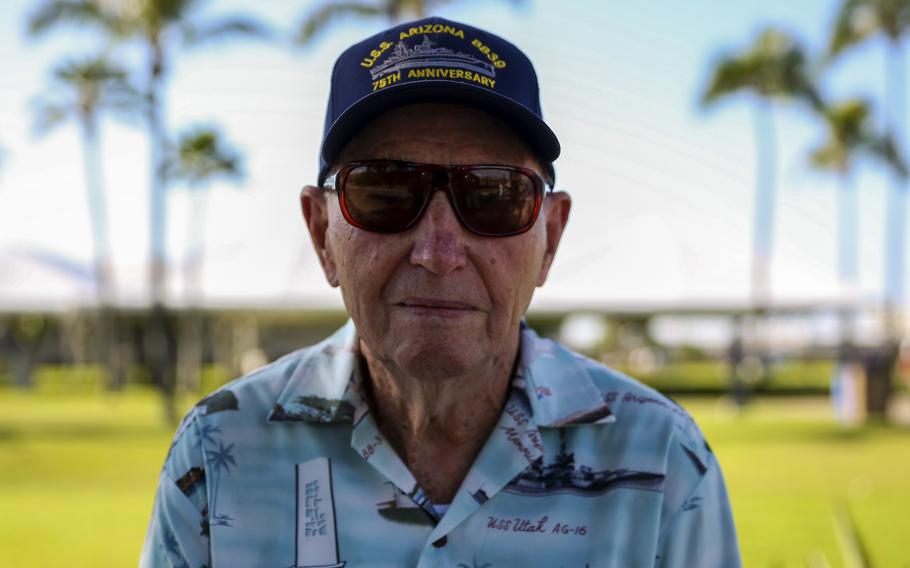 Howard “Ken” Potts poses at the Freedom Bell Opening Ceremony and Bell Ringing at USS Bowfin Submarine Museum & Park on Pearl Harbor, Hawaii, Dec. 6, 2016. 