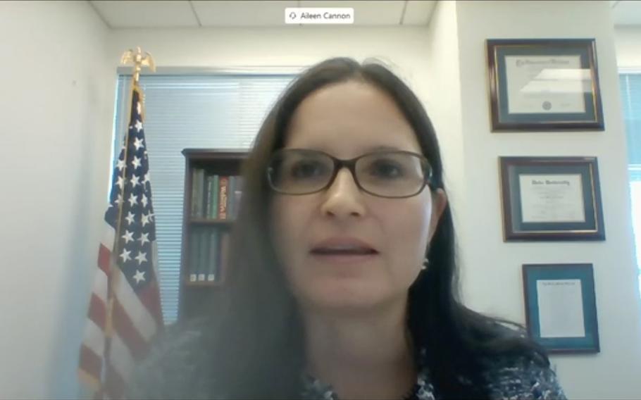 Aileen Cannon testifies remotely before the U.S. Senate Committee on the Judiciary on July 29, 2020. Cannon is presiding over the classified documents prosecution against Donald Trump.